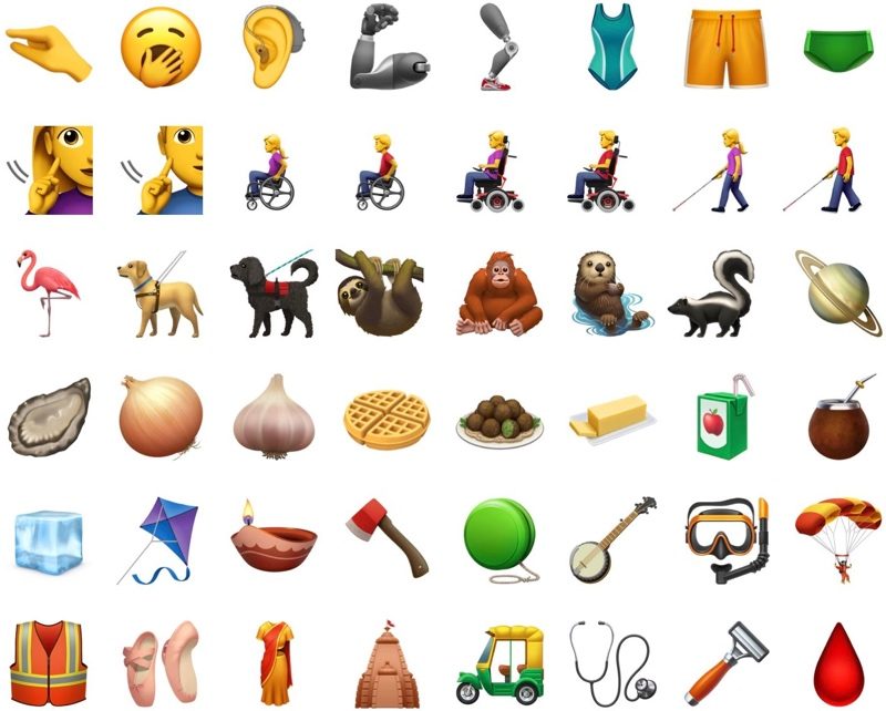 Apple emojis on a phone.