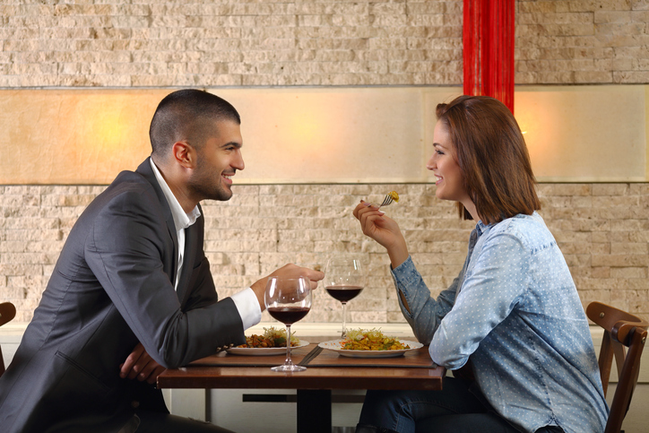on a date eating at a restaurant