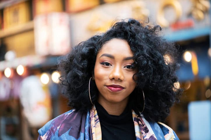 african american woman staring at the camera