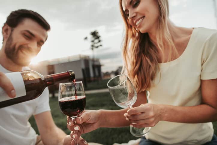 couple drinking red wine