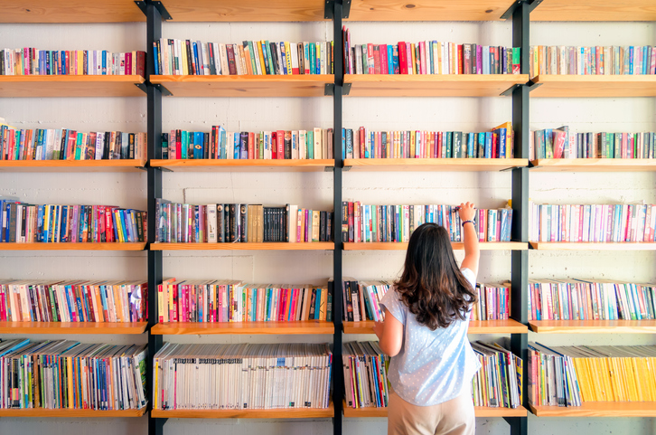 Books on a shelf.
