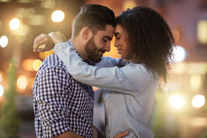 Shot of an affectionate young couple out on a date in the city