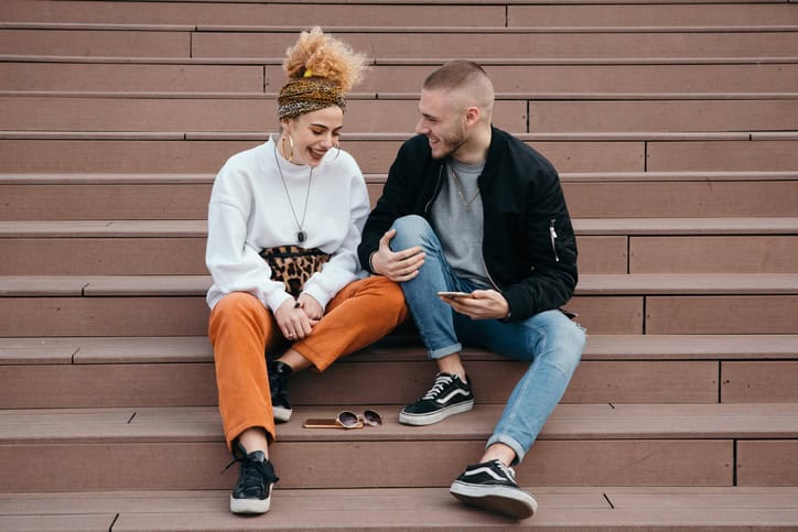 Caucasian couple enjoining time outdoors.