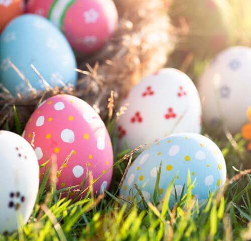 Closeup Colorful Easter eggs.