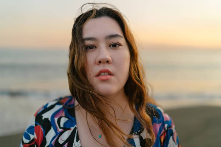 beautiful woman by the sea