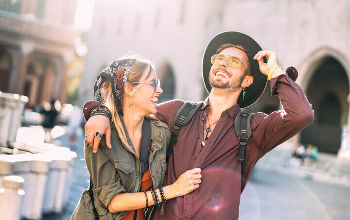 couple having fun in the city