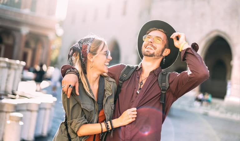 couple having fun in the city