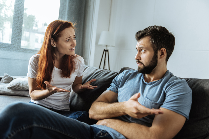 Couple unhappy at home.