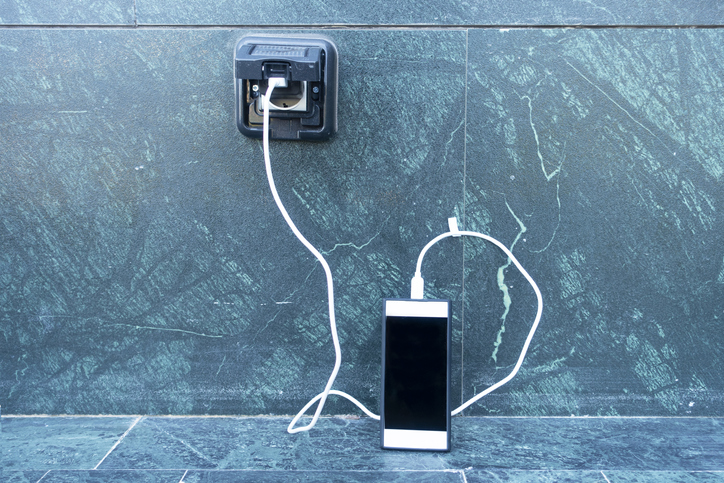 Phone being charged.