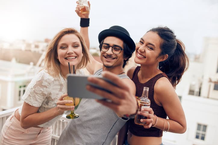 three friends having lots of fun