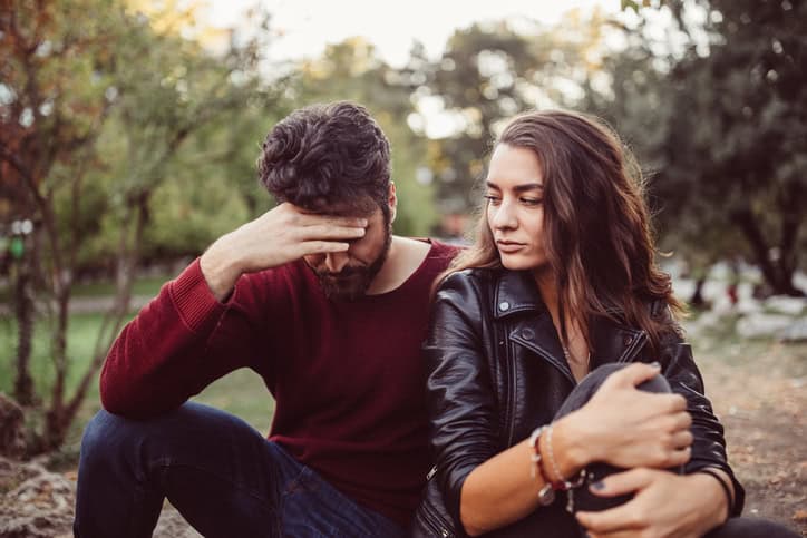 couple looking unhappy