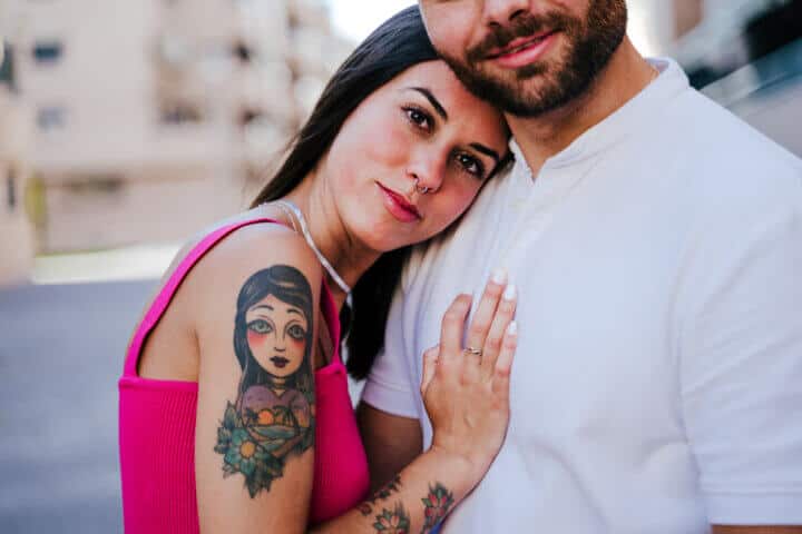 happy young couple in love in the city. Family and lifestyle concept