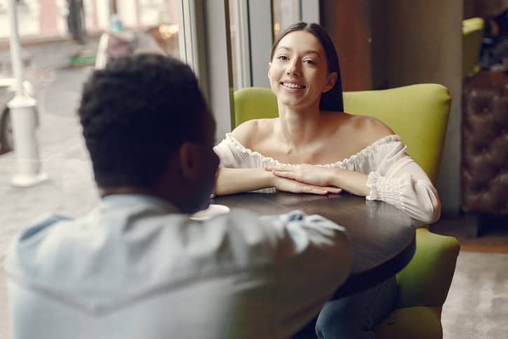 mixed race couple on a date