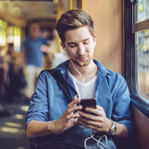 man holding his mobile phone