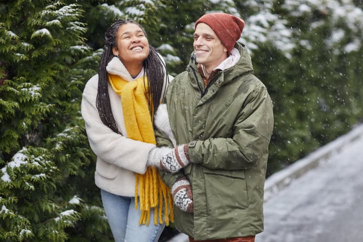 couple outside in cold weather