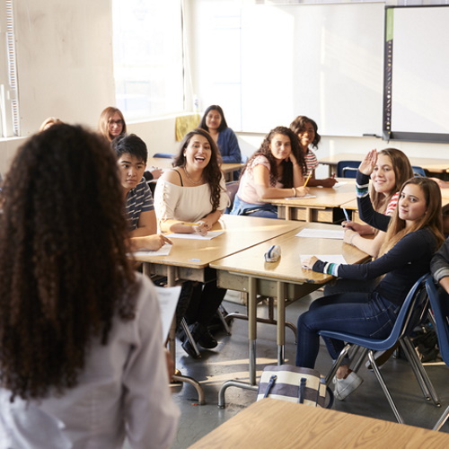 High school students in class.