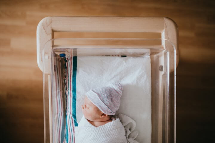 Newborn baby in hospital.