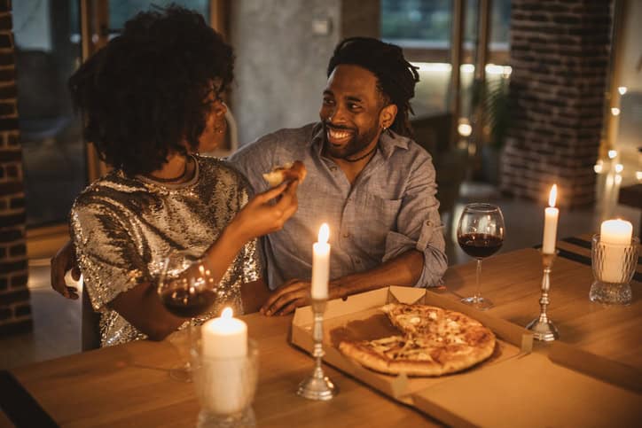 couple sharing romantic date