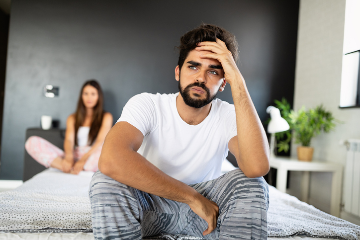 Man upset with his wife.