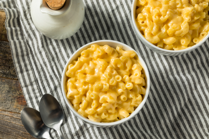 Mac & cheese in a bowl.