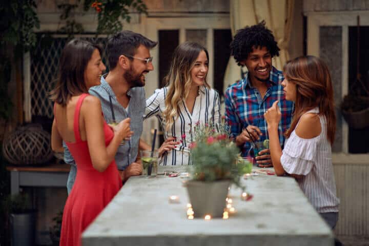 friends chatting at a party