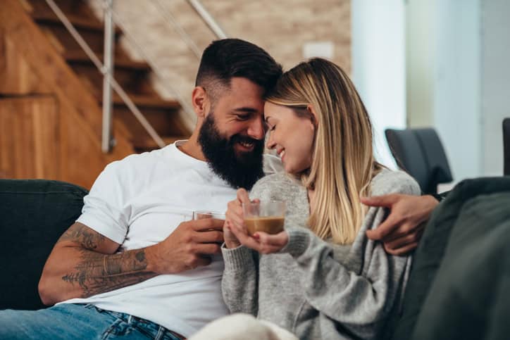 Young couple in love sharing a romantic moment.