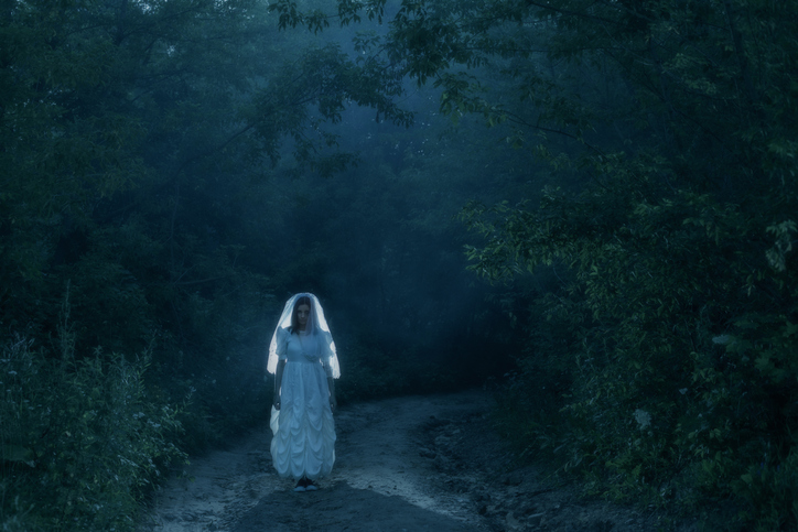 Ghostly figure at night.