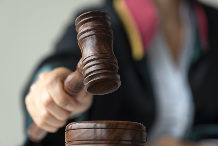 A judge in a courtroom.