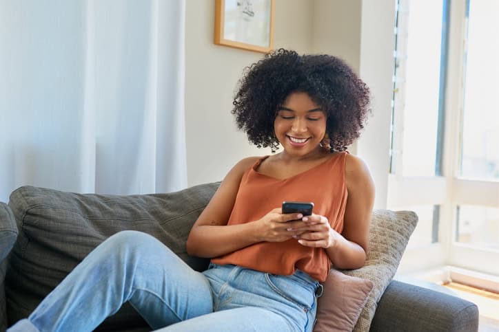 Woman looking at her phone. 