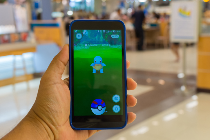 Pokemon Go game on an iPhone.