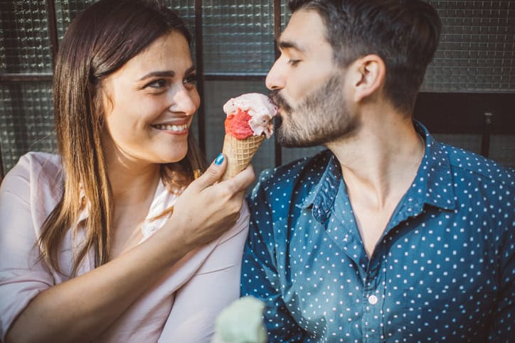 couple sharing an icecream together