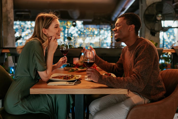 couple enjoying romantic dinner date