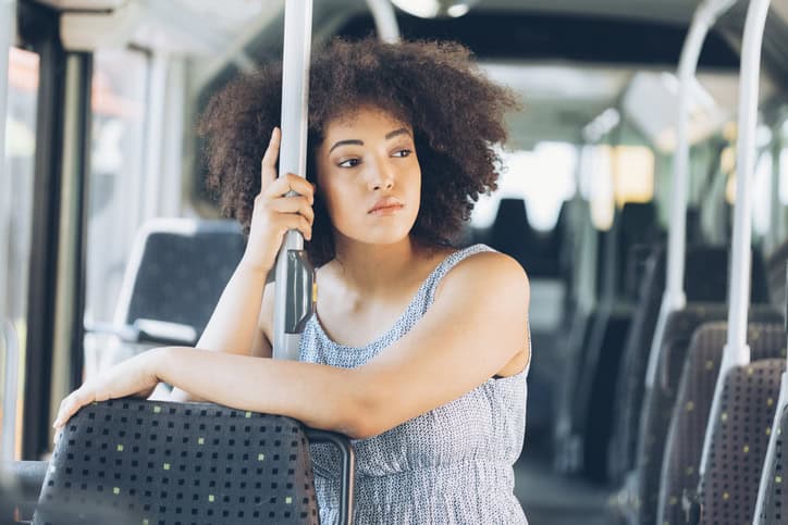 afro american woman on a bus