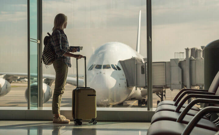 Woman waiting at the airport.