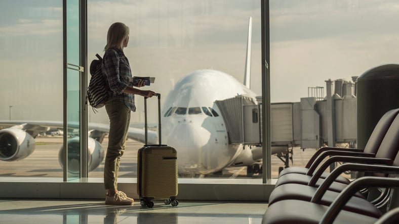 Woman waiting at the airport.