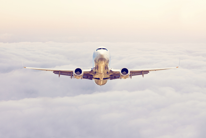 Airplane in the air.