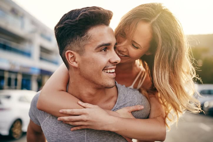 couple hugging and smiling