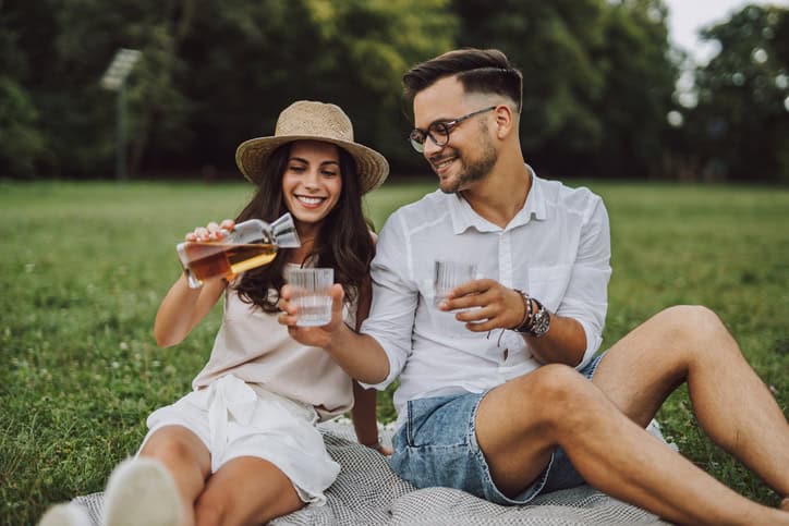 loving couple having a picnic