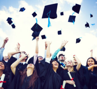 Graduation Caps Thrown in the Air.