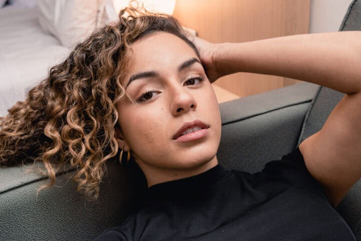 curly haired woman