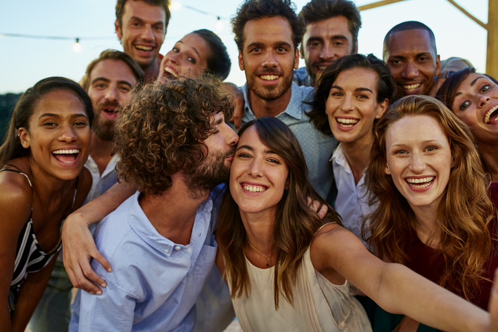 large group of millennials