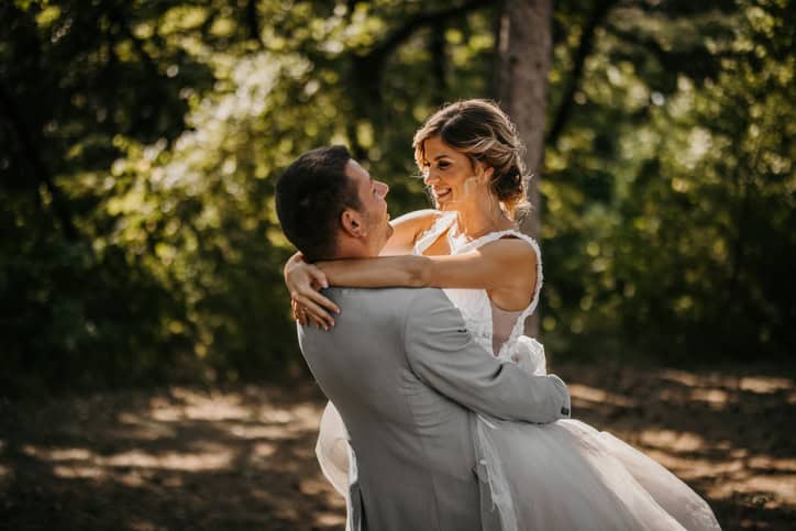 husband and wife embracing