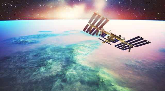 A satellite in outer space.