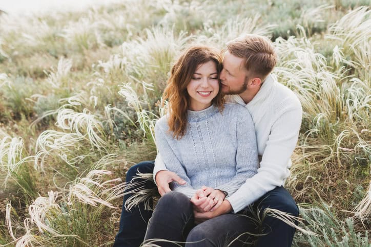 engaged couple photoshoot outdoors