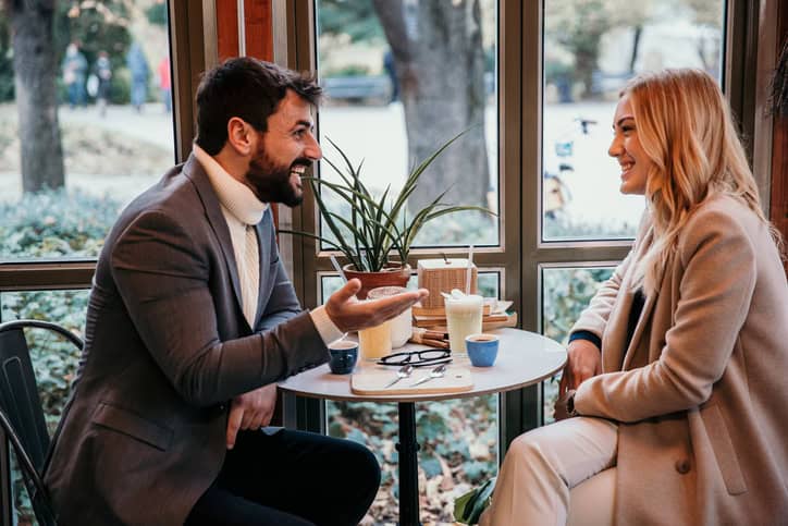 couple on cafe coffee date