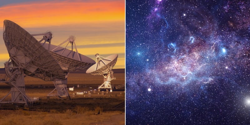 Radio satellites deep in space.