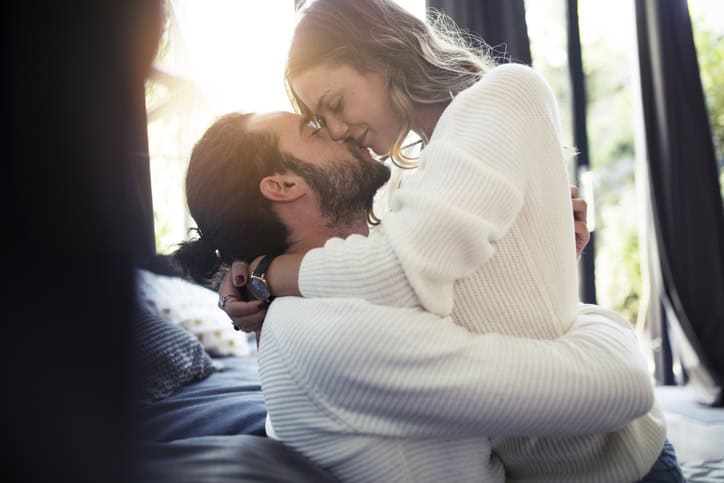 couple in passionate embrace