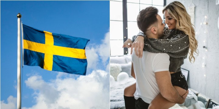 sexy couple swedish flag