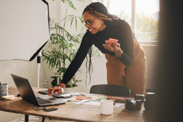 professional young businesswoman in home office