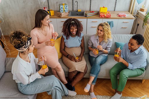 Group of women together at baby shower. 